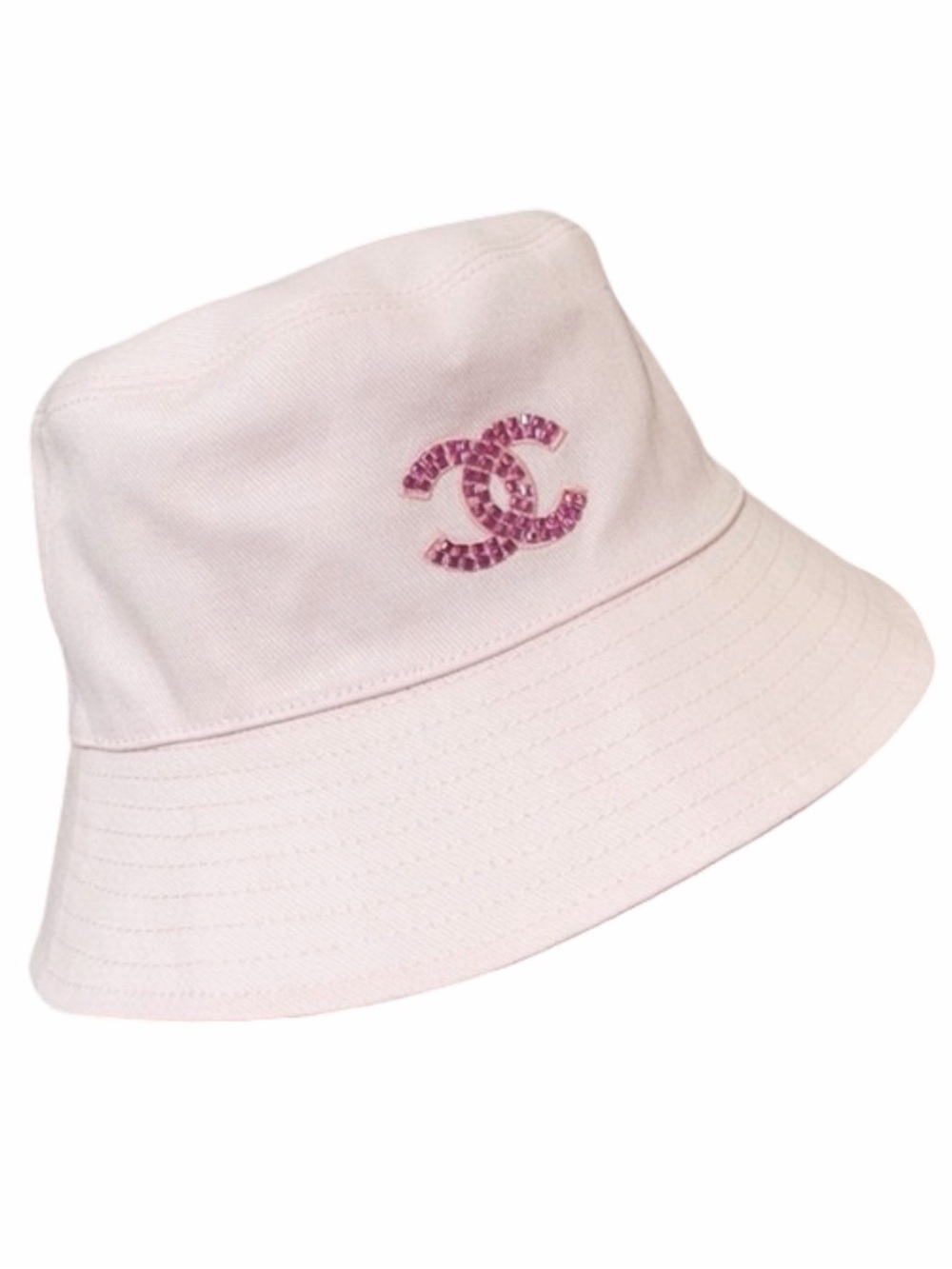 Chanel Beauty GWP Pink CC Rhinestone Logo Bucket Hat